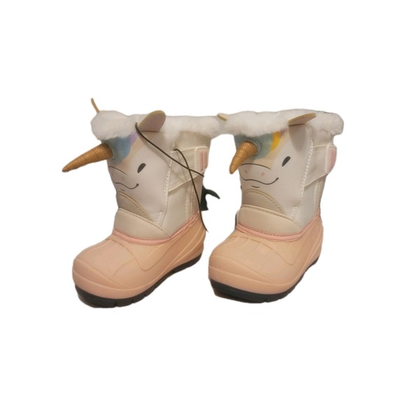 Cat & Jack Light Pink & White Frankie Unicorn Toddlers Winter Boots sz 5 - Picture 3 of 13